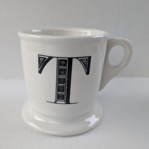 Anthropologie White and Black Monogram Mug
